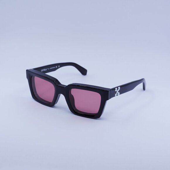 Off-White OERI14C CLIP ON 1025 Sunglasses Black Square Frame, Clear/Red Lenses